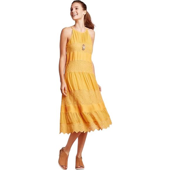 Anthropologie Dresses & Skirts - Anthropologie HD In Paris Villanelle Yellow Lace Midi Dress Small S Sleeveless